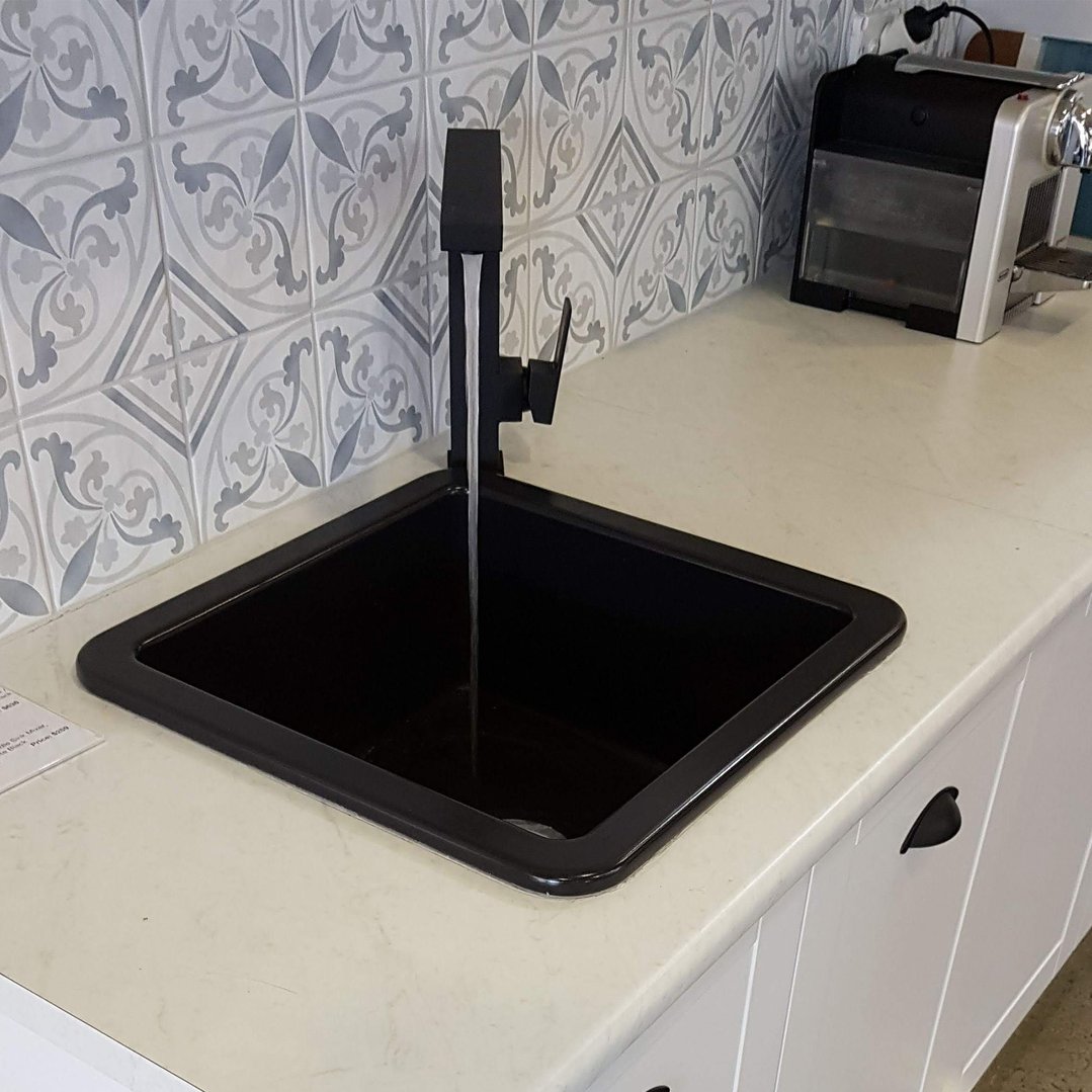 Turner Hastings Cuisine 46x46 Inset / Undermount Fireclay Sink - Matte Black CU46FS-MB