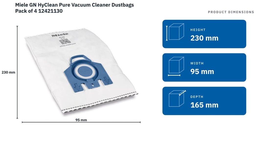 Miele GN HyClean Pure Vacuum Cleaner Dustbags Pack of 4 12421130