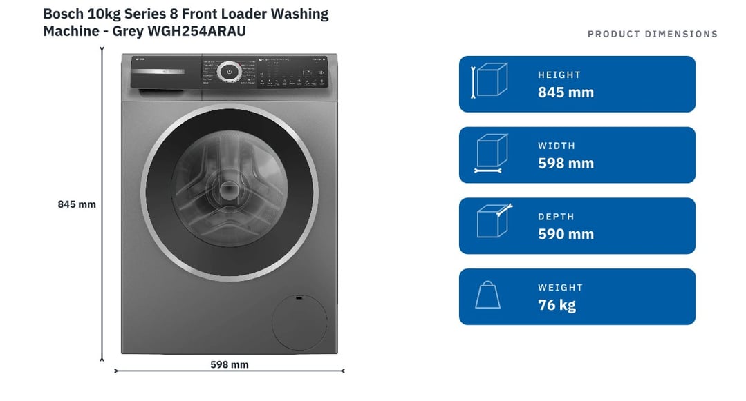 Bosch 10kg Series 8 Front Loader Washing Machine - Grey WGH254ARAU
