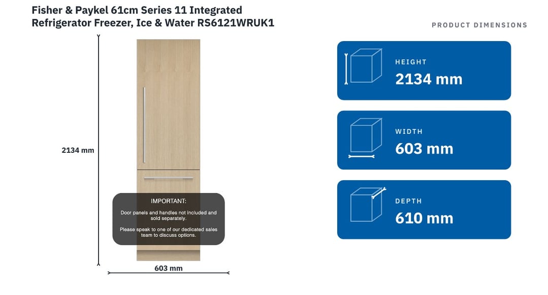 Fisher & Paykel 61cm Series 11 Integrated Refrigerator Freezer, Ice & Water RS6121WRUK1
