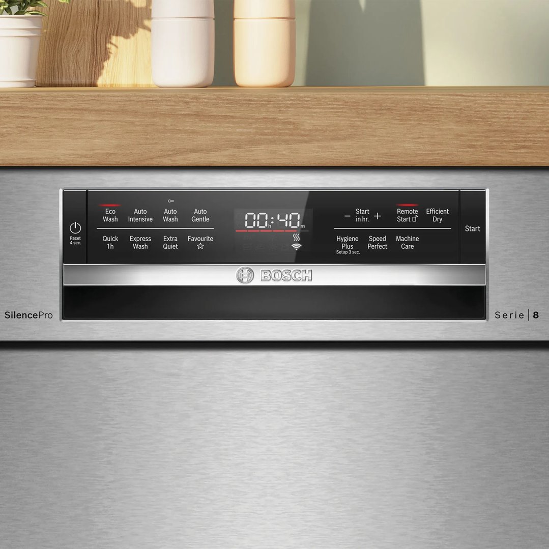 Bosch 60cm Series 8 Built-Under Dishwasher - Brushed Steel Anti-Fingerprint SMU8ECS01A