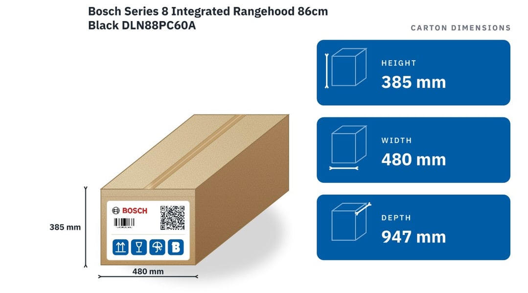 Bosch Series 8 Integrated Rangehood 86cm Black DLN88PC60A