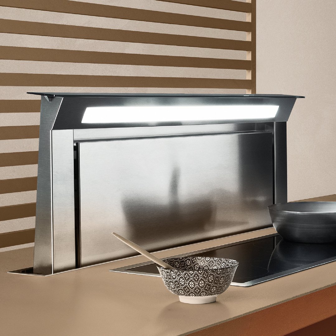 Falmec Downdraft System 90 cm downdraft with in-line motor Black Glass F8DD90B1-IN130