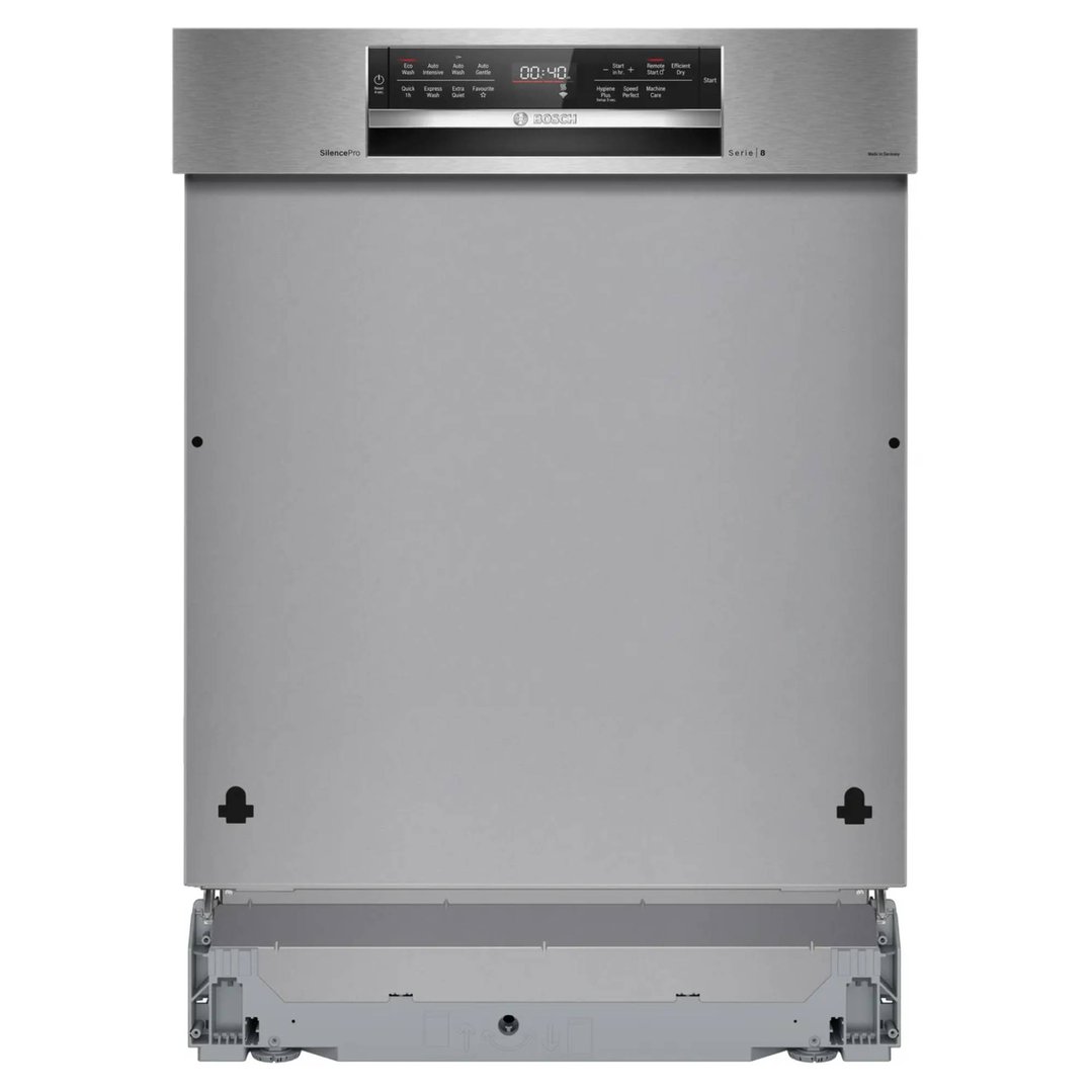 Bosch 60cm Series 8 Semi-Integrated Dishwasher Brushed Steel, Tall Tub SBI8ECS01A