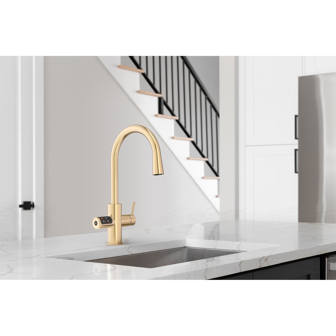 Gold ZIP HydroTap G5 BCHA Celsius Plus All-In-One in a modern kitchen