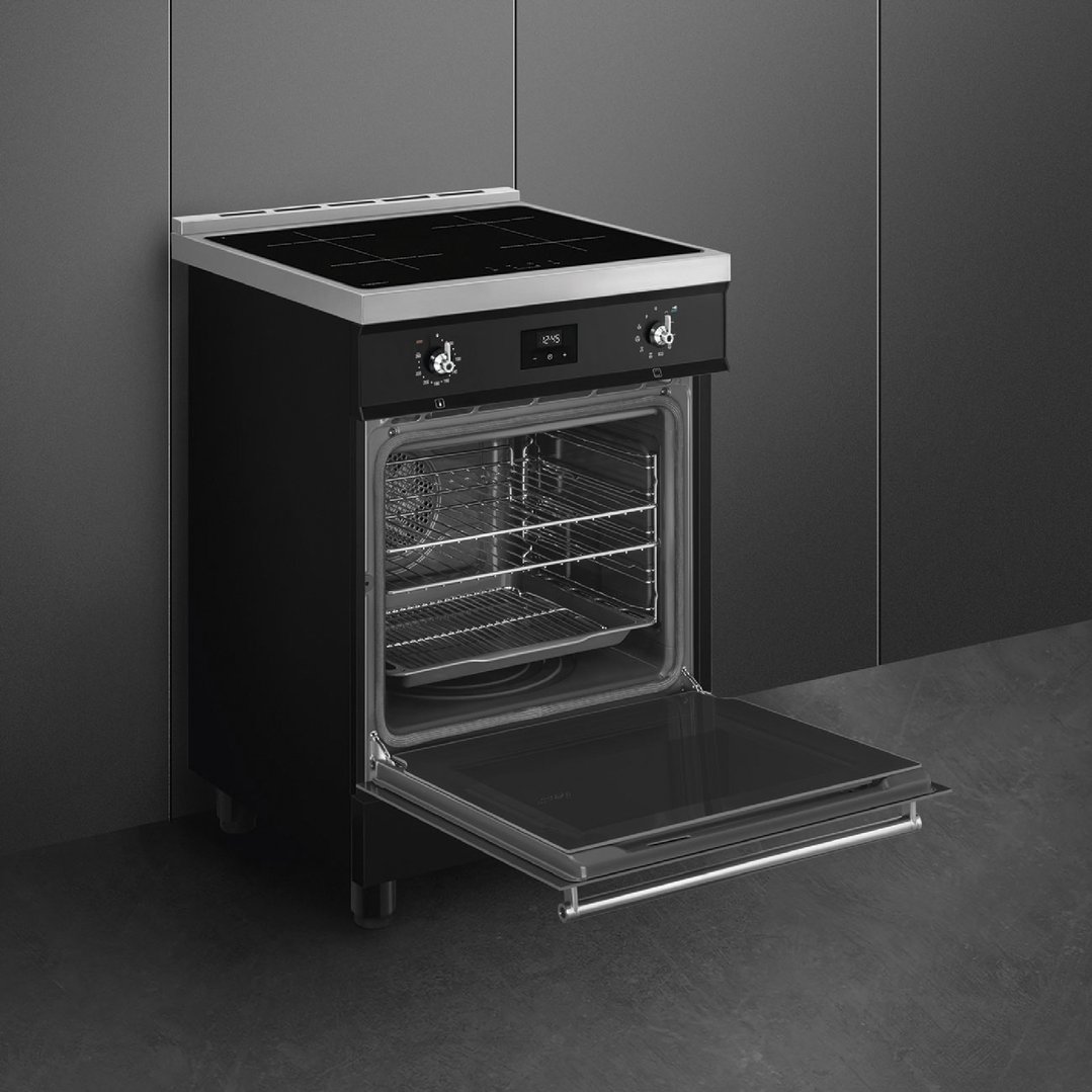 Smeg 60cm Classic Pyrolytic 4 Zone Induction Freestanding Cooker - Gloss Black C6IPBLT2