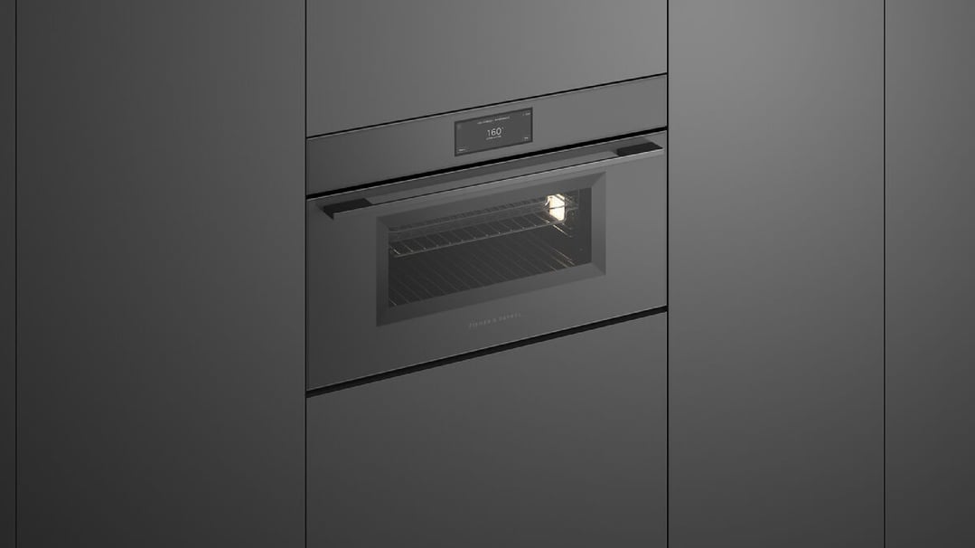 Fisher & Paykel 76cm Series 9, Minimal Compact Combi-Steam Oven, Grey Glass OS76NMUG3