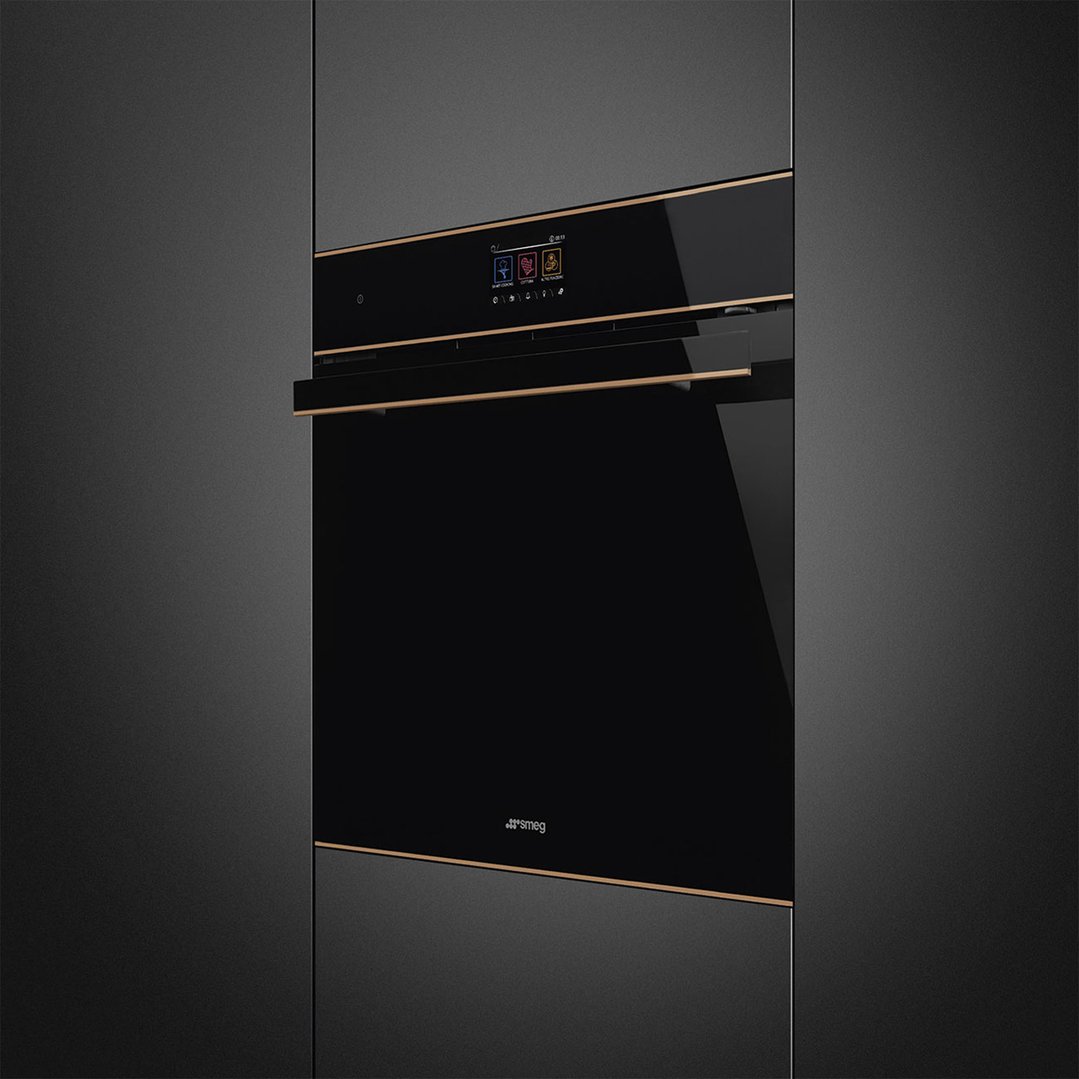 Smeg 60cm Dolce Stil Novo Pyrolytic Oven Black and Copper Trim SOP6604TPNR