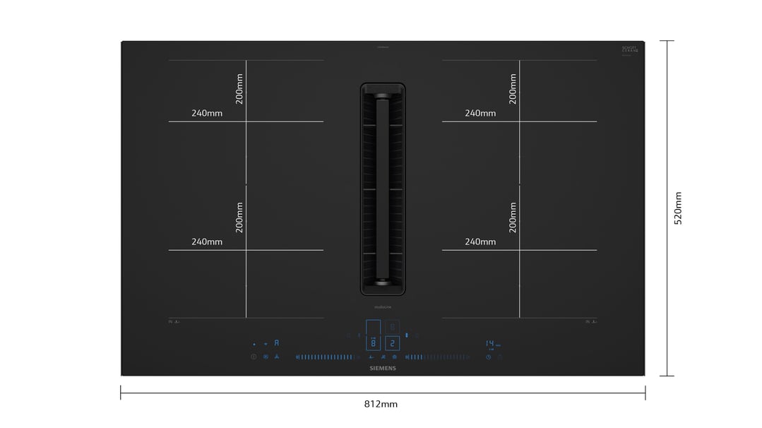 Siemens iQ700 80cm FlexInduction Vented Cooktop, Matte EX87BNX68E
