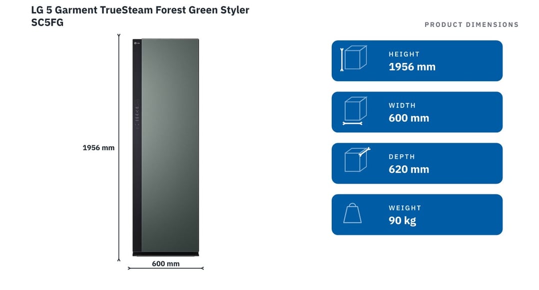 LG 5 Garment TrueSteam Forest Green Styler SC5FG