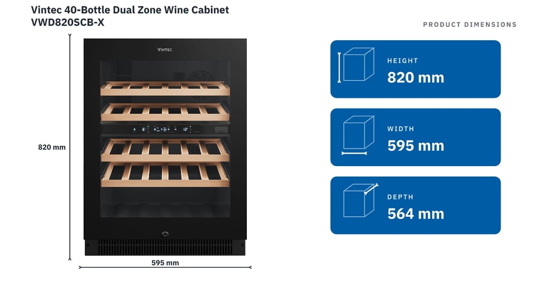 Vintec 40-Bottle Dual Zone Wine Cabinet VWD820SCB-X