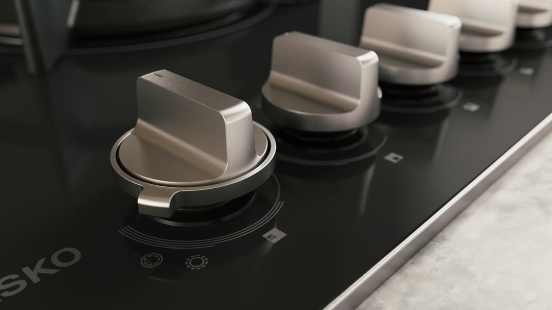 Asko 90cm Hob Gas 5 Burner Volcano Cooktop Black Glass HG8953BGD1