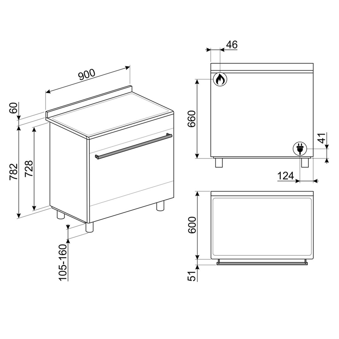 Smeg 90cm Dual Fuel Freestanding Classic Cooker. FS9606AS-1