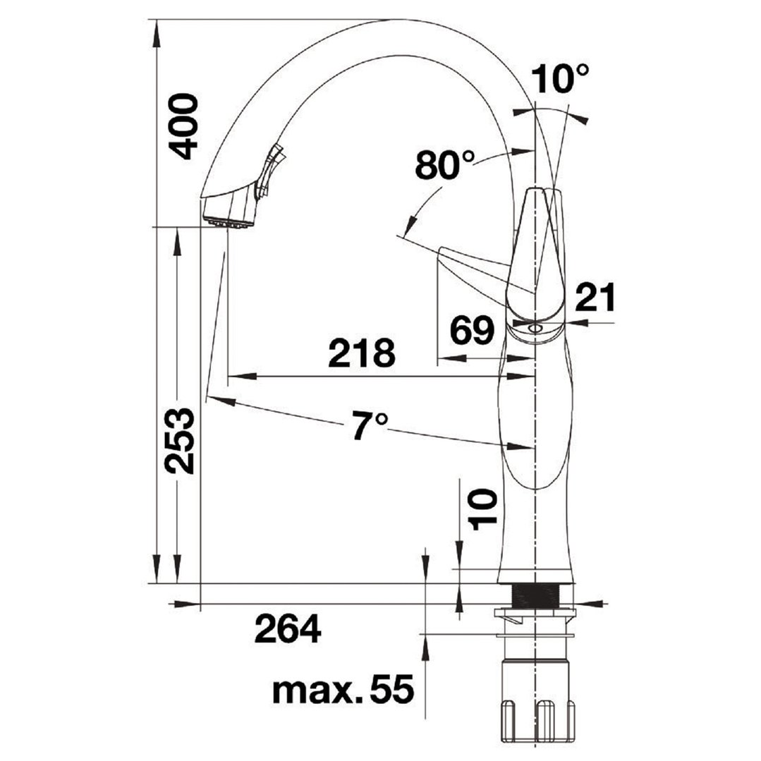Blanco High Arch Pull Down Tap Brushed Chrome ARTONASBR