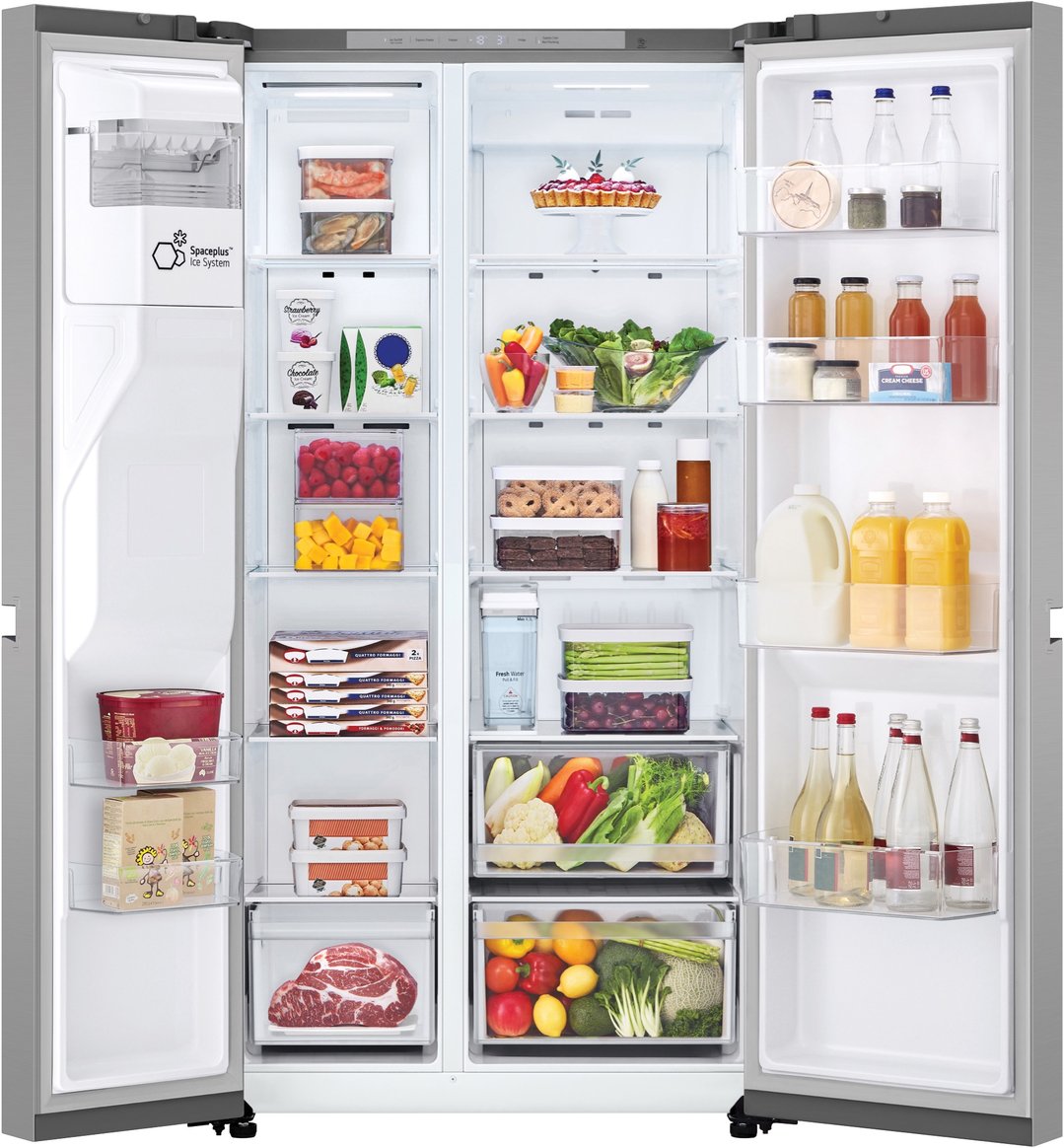 LG 641L Side by Side Fridge in Stainless Finish, Non-Plumbed GS-N599PL