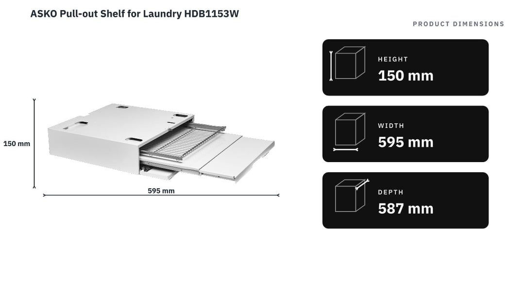 ASKO Pull-out Shelf for Laundry HDB1153W — product dimensions