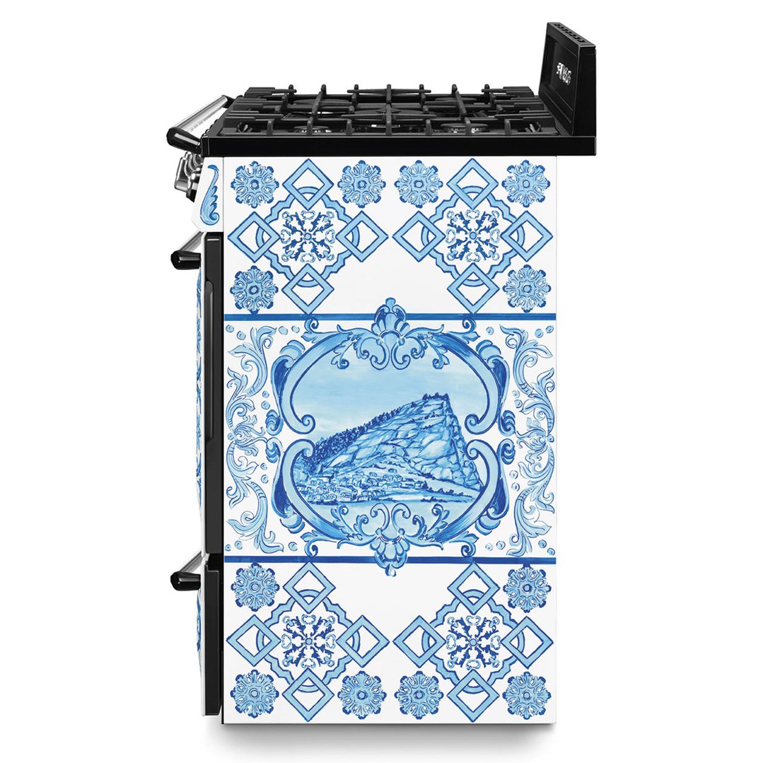 Smeg 90cm Dolce & Gabbana Divina Cucina Freestanding Dual Fuel Oven - Blue TRA90DGM9