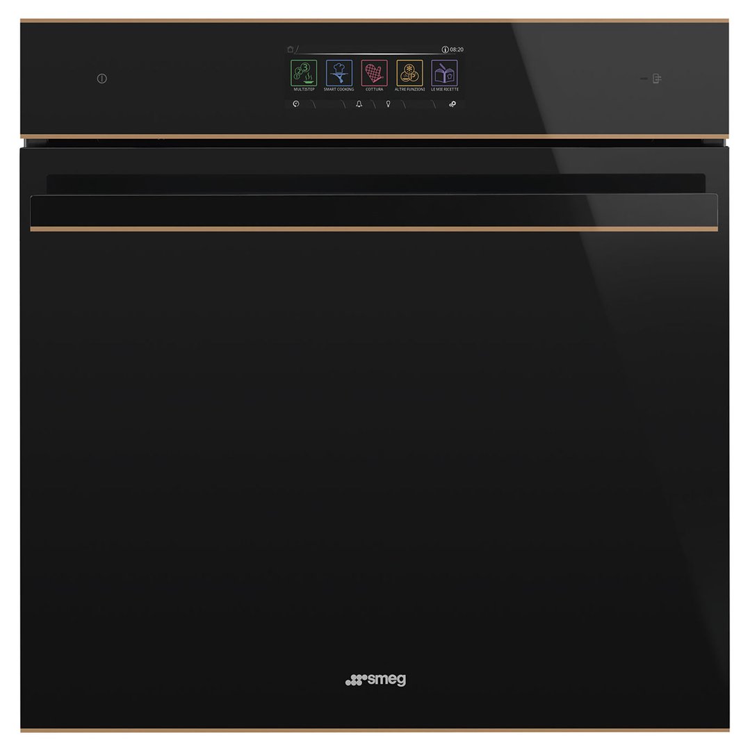 Smeg 60cm Dolce Stil Novo Pyro Steam Oven - Black Glass with Copper Trim SOPA6606WS2PNR