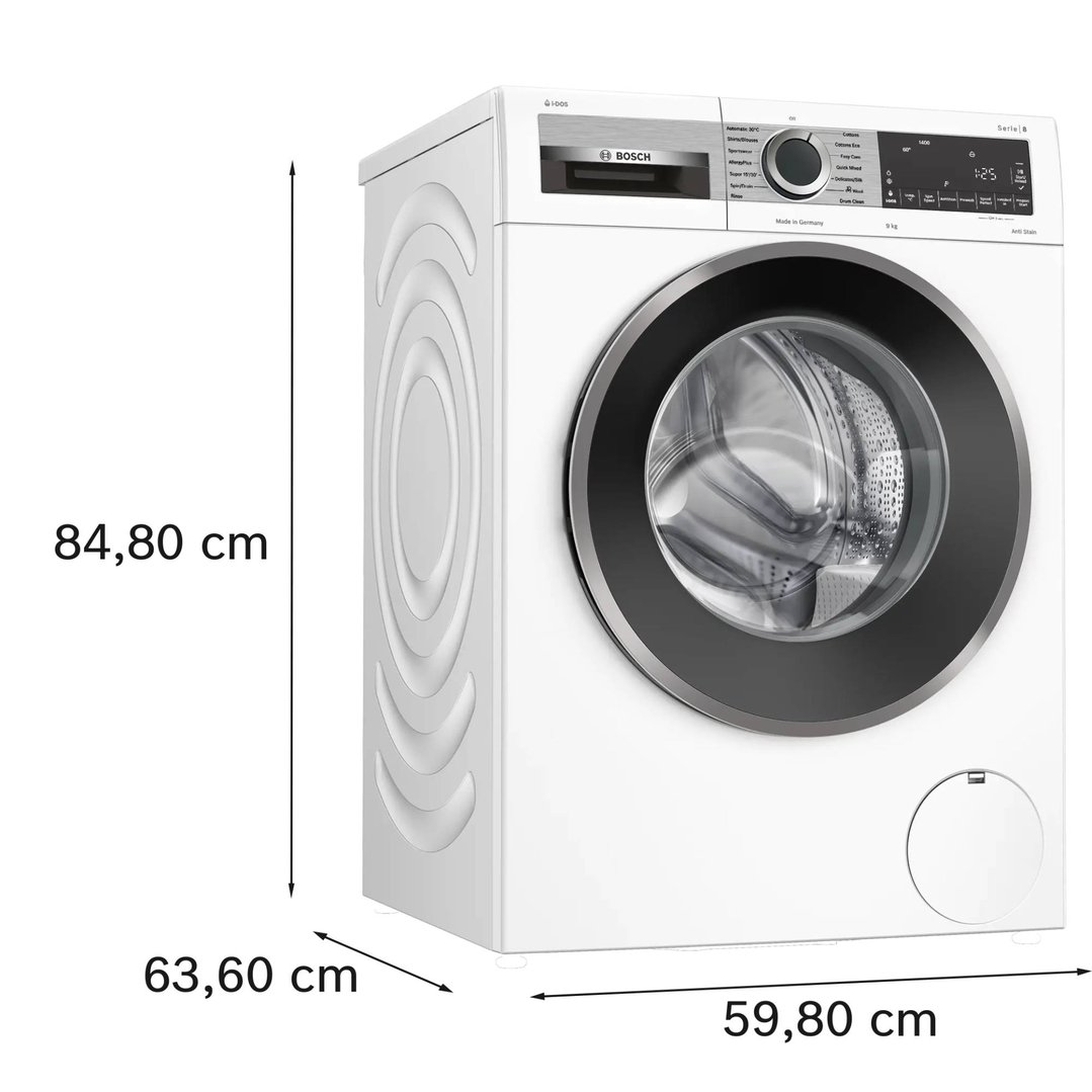 Bosch 9kg Series 8 Front Loader Washing Machine, White WGG244A1AU