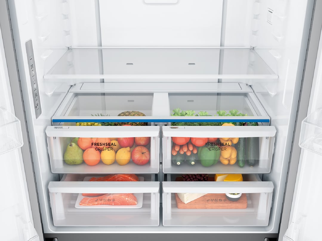 Westinghouse 564L Quad Door Fridge, Matte Charcoal Black with a Plumbed Water Dispenser WQE5750BB