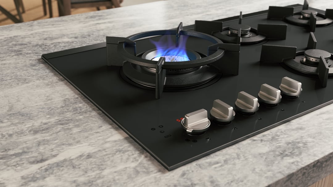 Asko 90cm Hob Gas 5 Burner Volcano Cooktop Matte Black HG8954MGD1