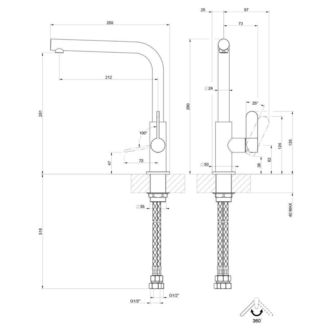 GESSI HELIUM Swivelling Finox Brushed Nickel 50105-149