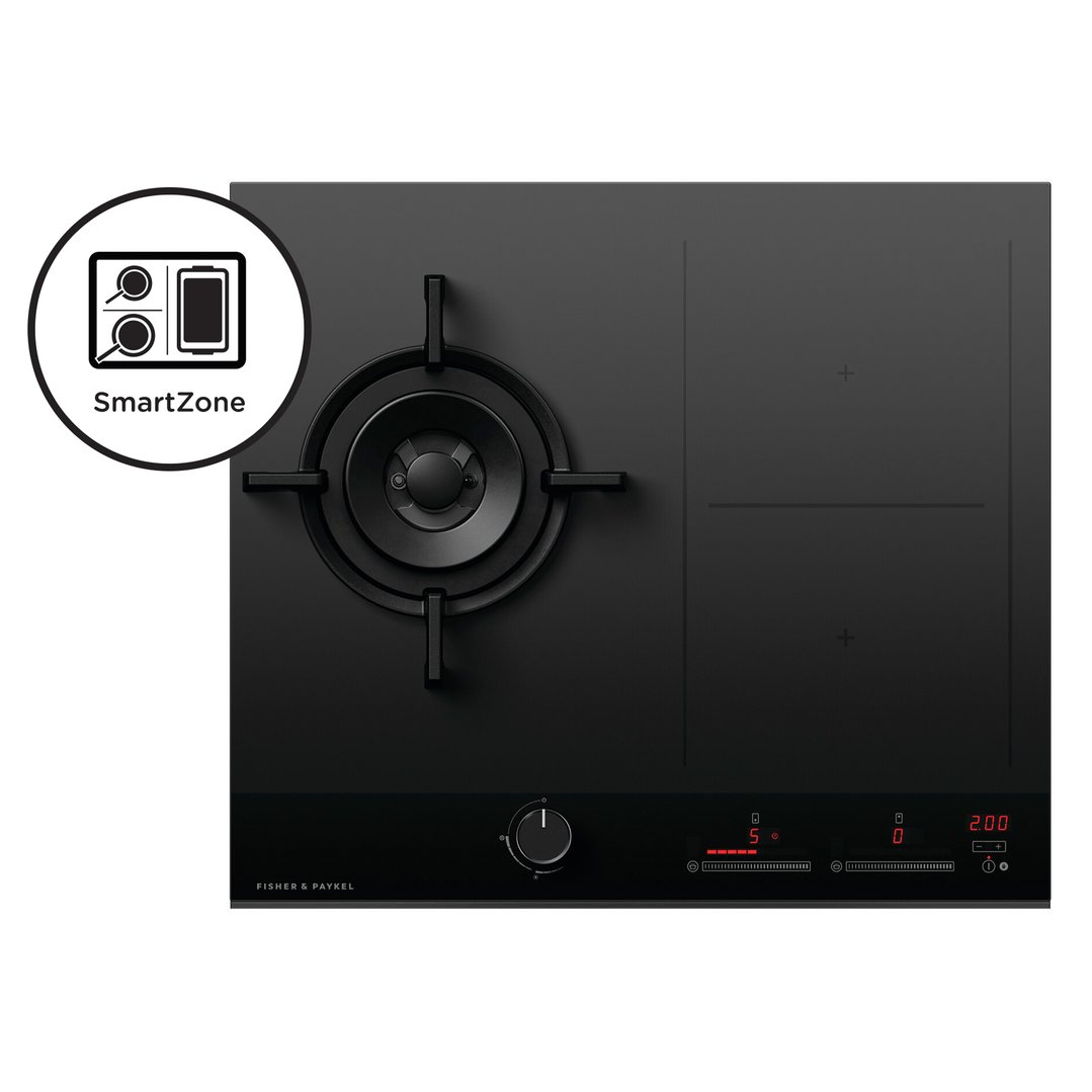 Fisher & Paykel 60cm Series 9 1 Burner + 2 Zone Hybrid Cooktop, 2 SmartZones, Natural Gas CGI603DNGTB4