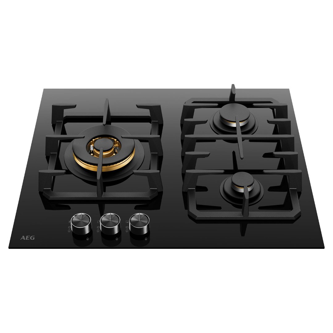AEG 60cm 3 Burner Ceramic Glass Gas Cooktop HGC6366BB