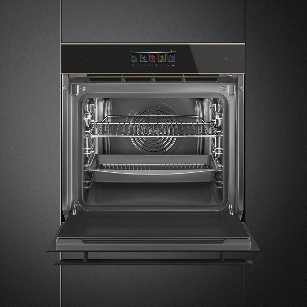 Smeg 60cm Dolce Stil Novo Steam100 Pro Oven - Black Glass with Copper Trim SOA6606WS4PNR