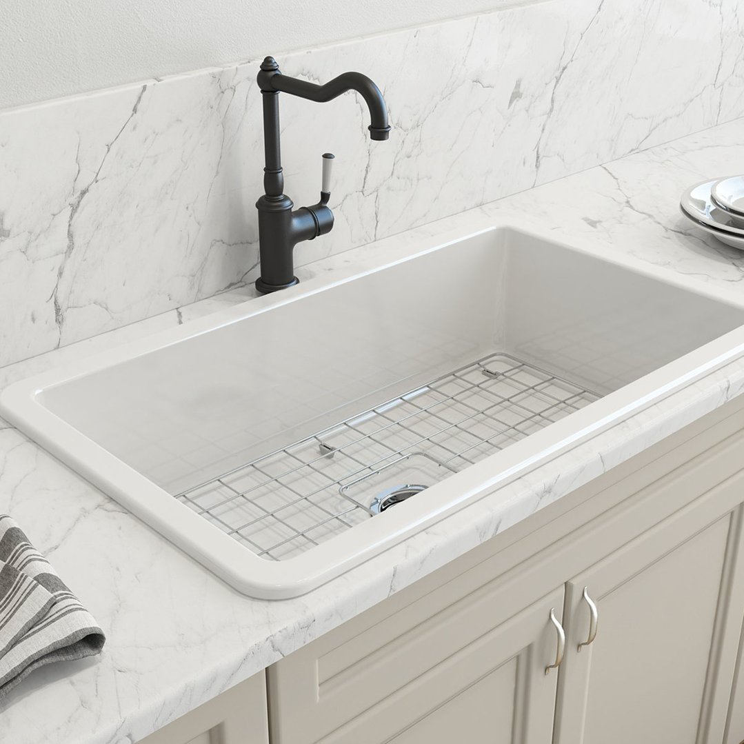 Turner Hastings Cuisine 81x48 Inset / Undermount Fireclay Sink with Overflow CU81FS-OF
