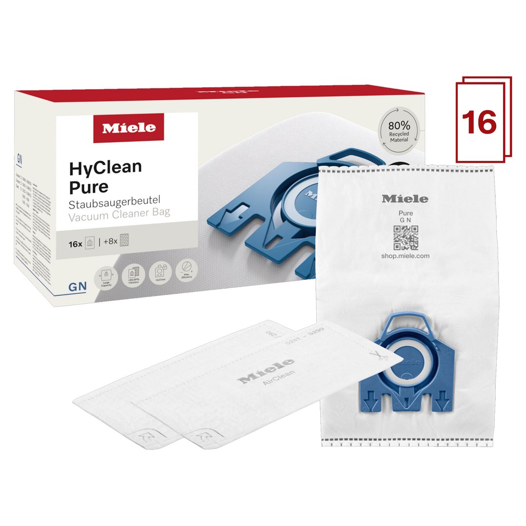 Miele GN HyClean Pure Vacuum Cleaner Dustbags XXL Pack of 16 12498250