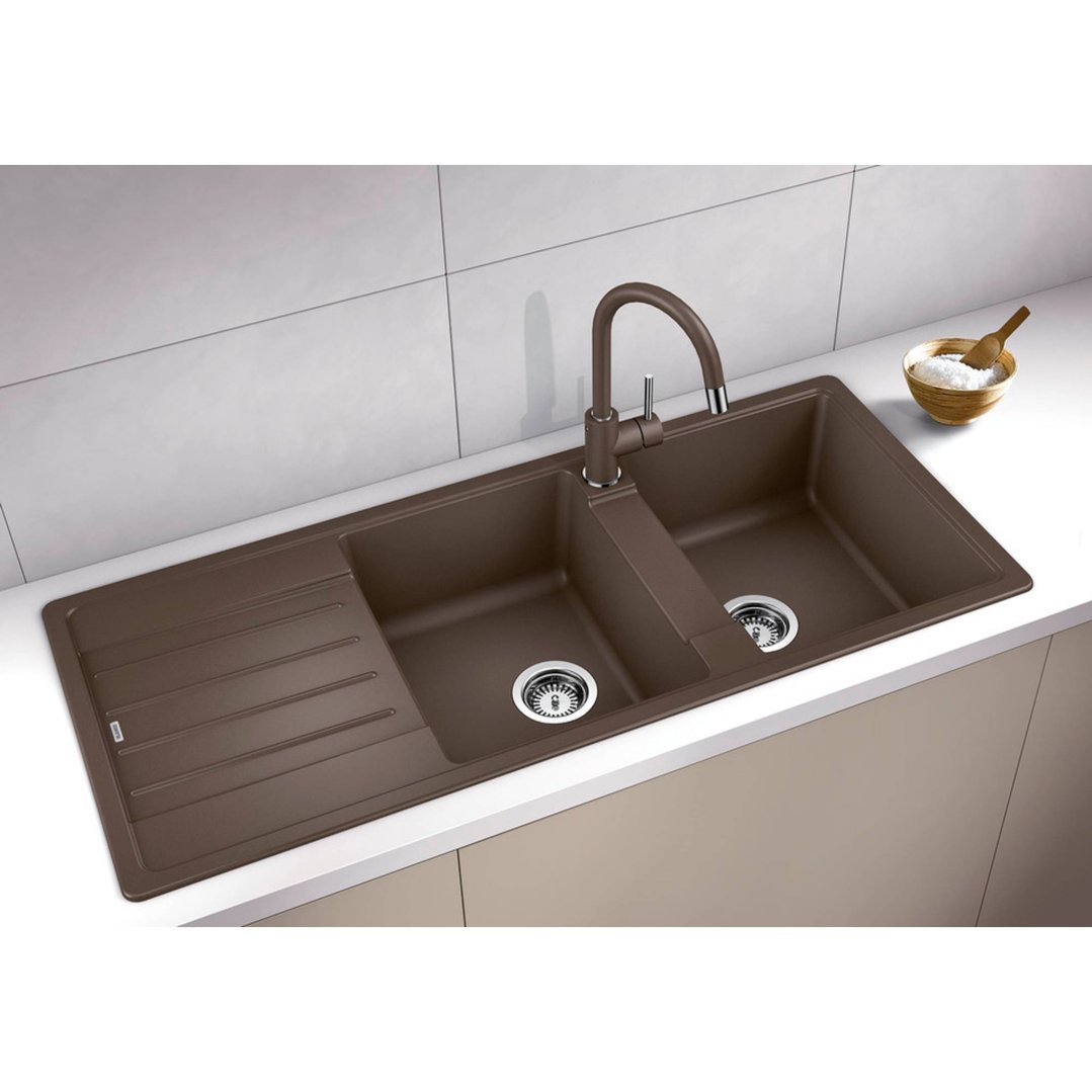 Blanco Legra 8 S Left Double Bowl Sink Black LEGRA8SLBK5
