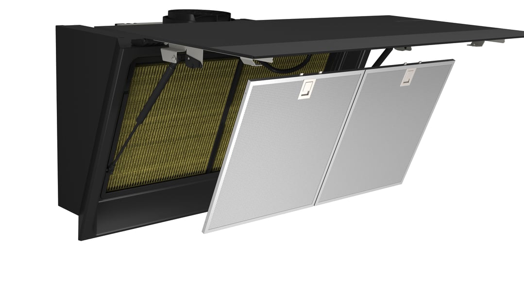 Siemens iQ700 90cm Wall-mounted Inclined Canopy Rangehood, Gloss LC91KLT65