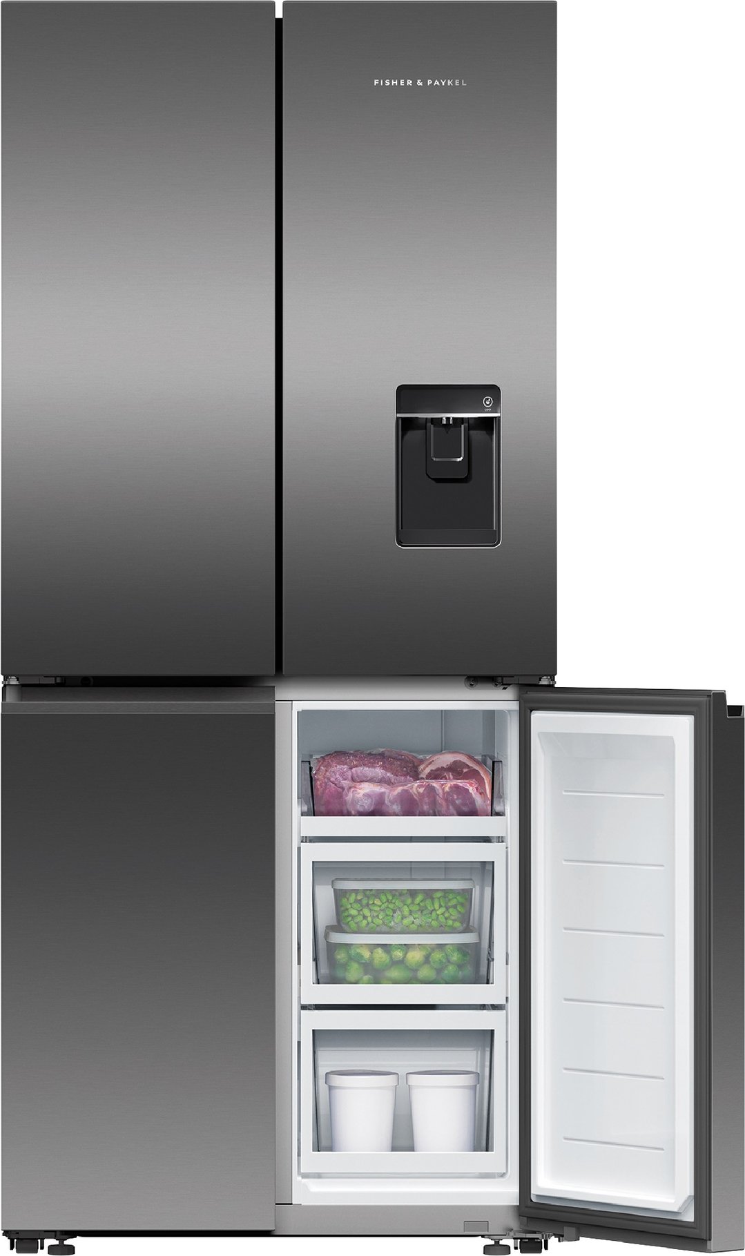 Fisher & Paykel 498L Series 7 Quad Door Refrigerator Freezer, Ice & Water RF500QNUB1