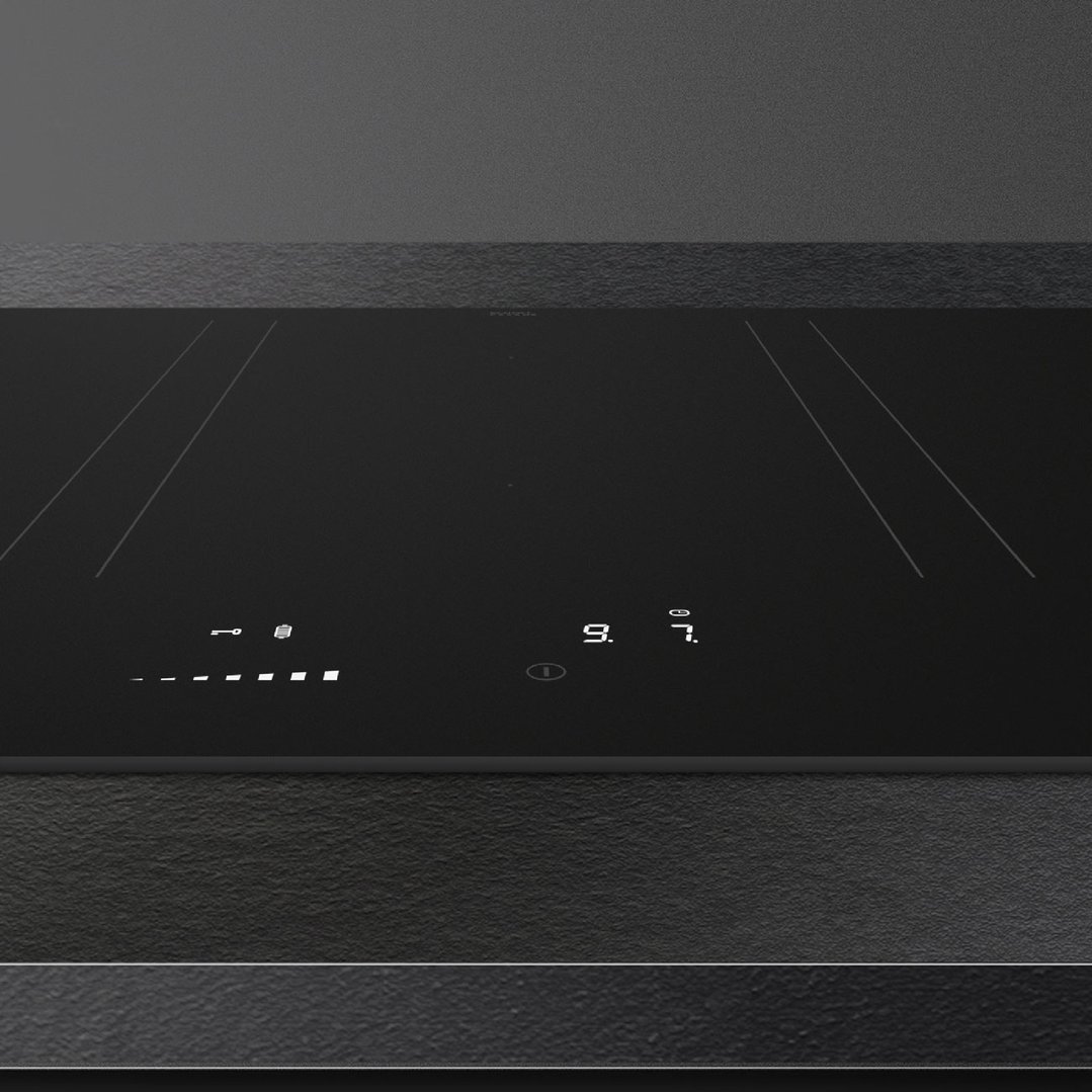Smeg 90cm Isola Flat Induction Cooktop with Autovent 2.0 - Black SISL7964