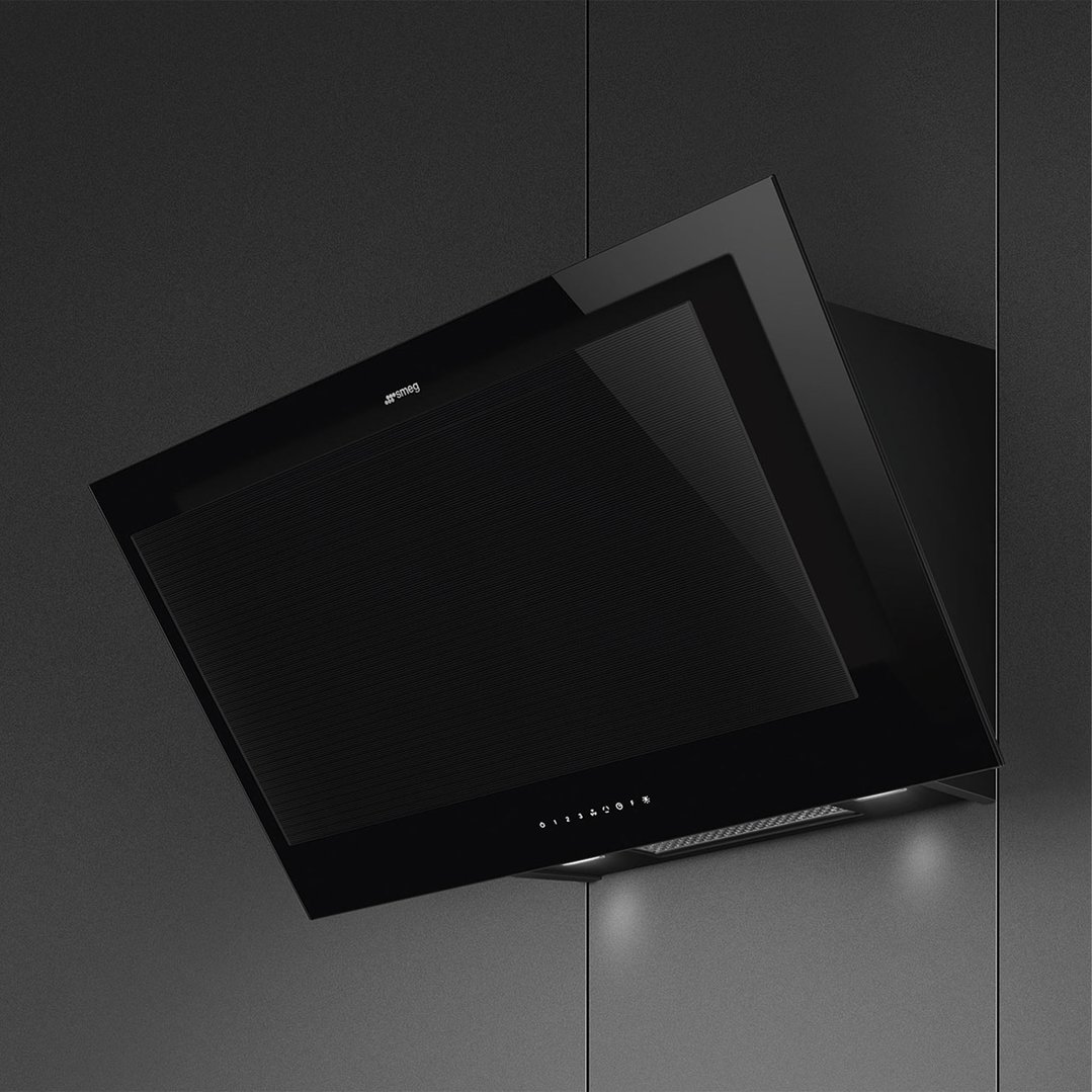 Smeg Linea 90cm Vertical Rangehood - Midnight Black KV194B3