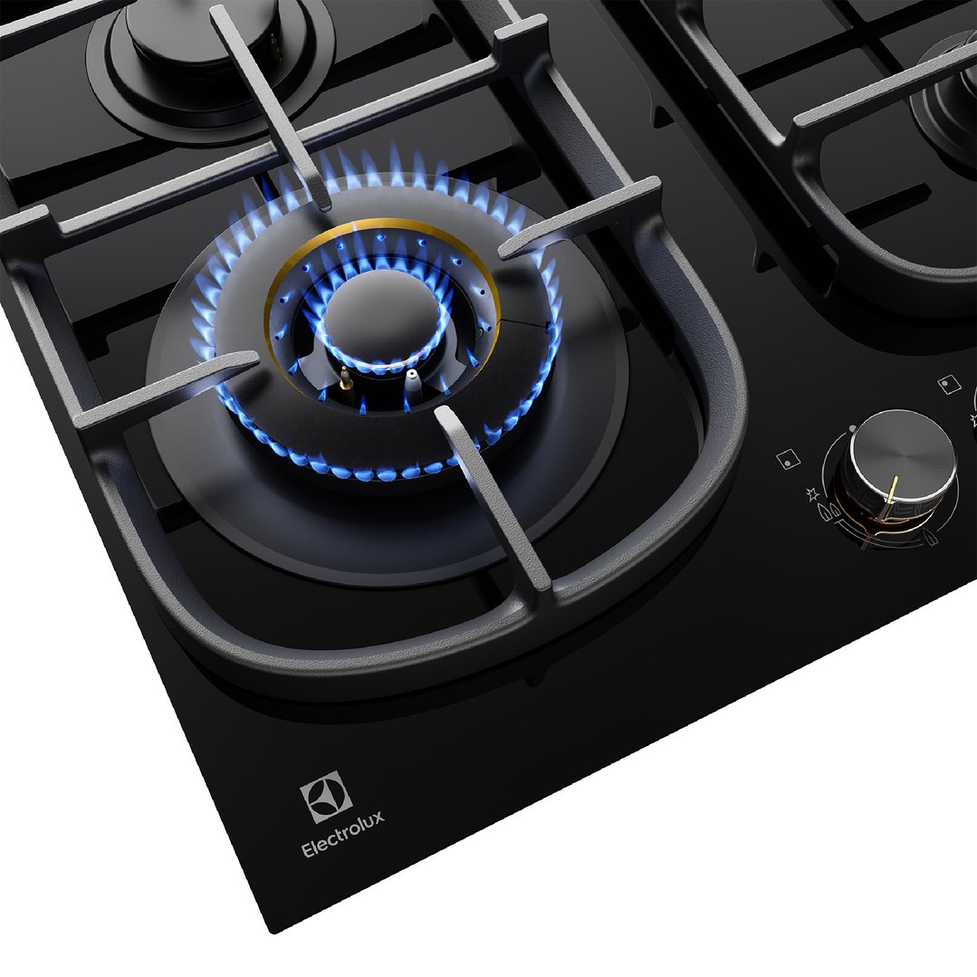 Electrolux 60cm UltimateTaste 500 4 Burner Gas Cooktop Black Ceramic Glass EHG645BE
