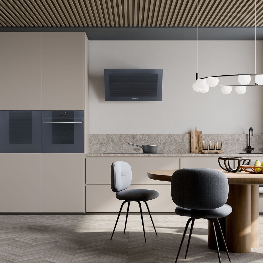 Smeg Linea 90cm Vertical Rangehood Neptune Grey KV194G Signature