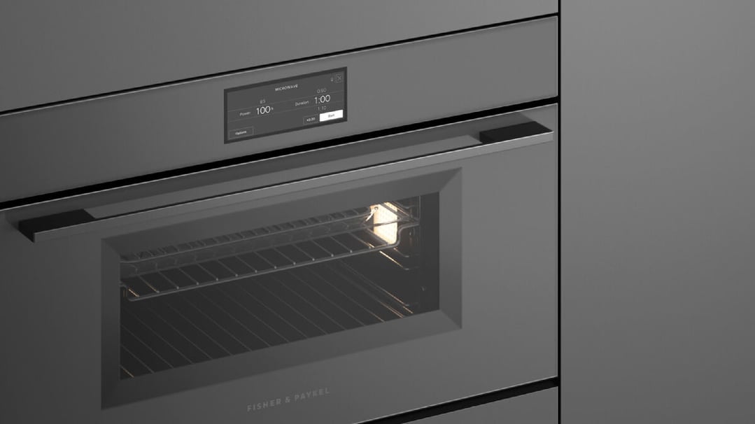 Fisher & Paykel 76cm Series 9, Minimal Compact Combi-Steam Oven, Grey Glass OS76NMUG3