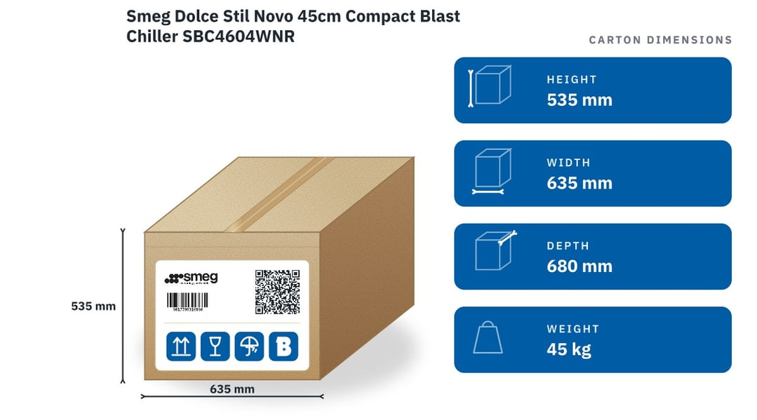 Smeg Dolce Stil Novo 45cm Compact Blast Chiller SBC4604WNR