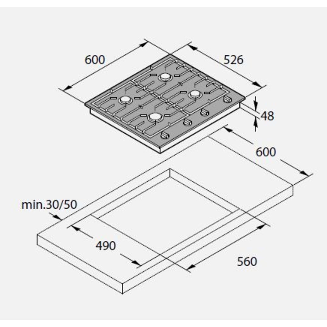 Asko 60cm Gas Cooktop Stainless Steel HG1666SD