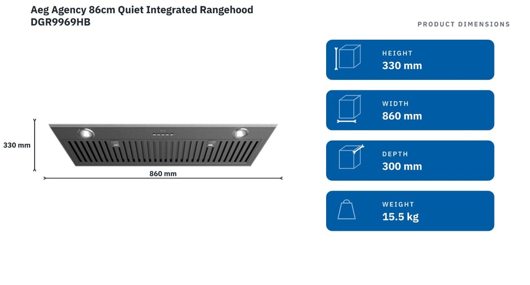 AEG 86cm Quiet Integrated Rangehood DGR9969HB