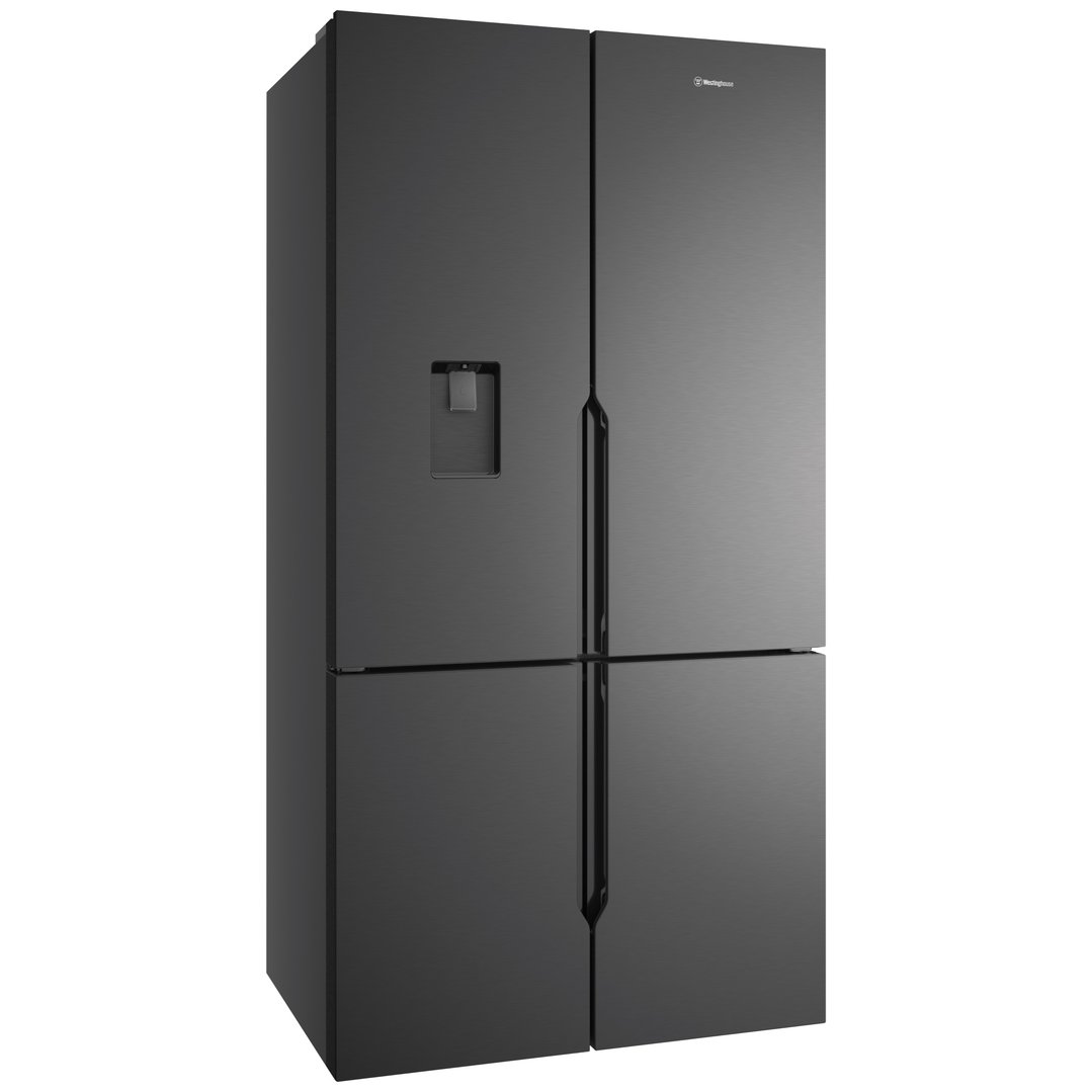 Westinghouse 564L Quad Door Fridge, Matte Charcoal Black with a Plumbed Water Dispenser WQE5750BB