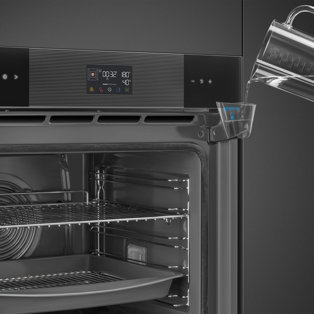 Smeg Linea 60cm Pyro Steam Oven - Pure Black SOPA6102S2PB3