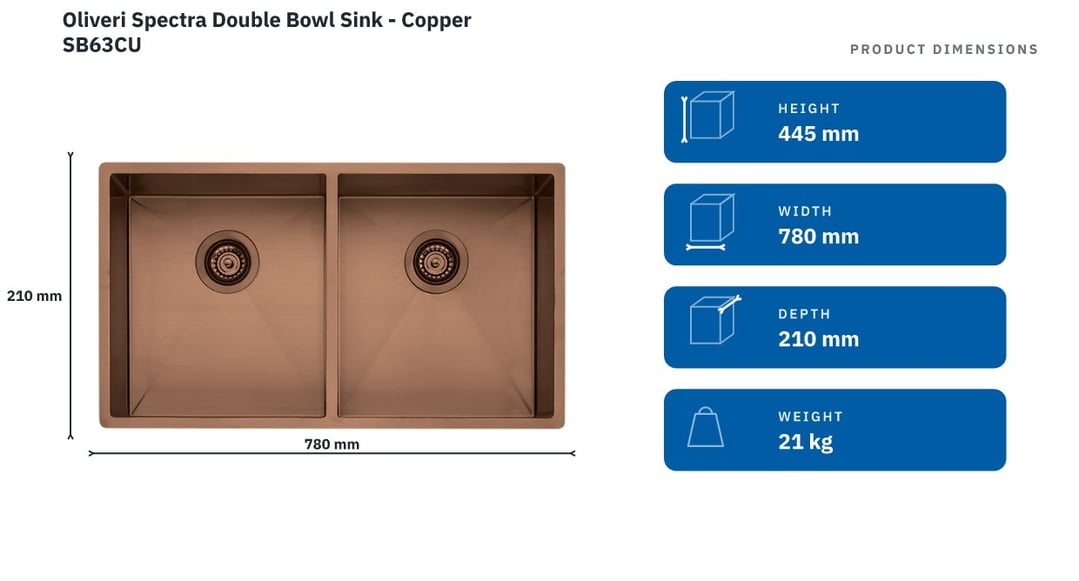 Oliveri Spectra Double Bowl Sink - Copper SB63CU