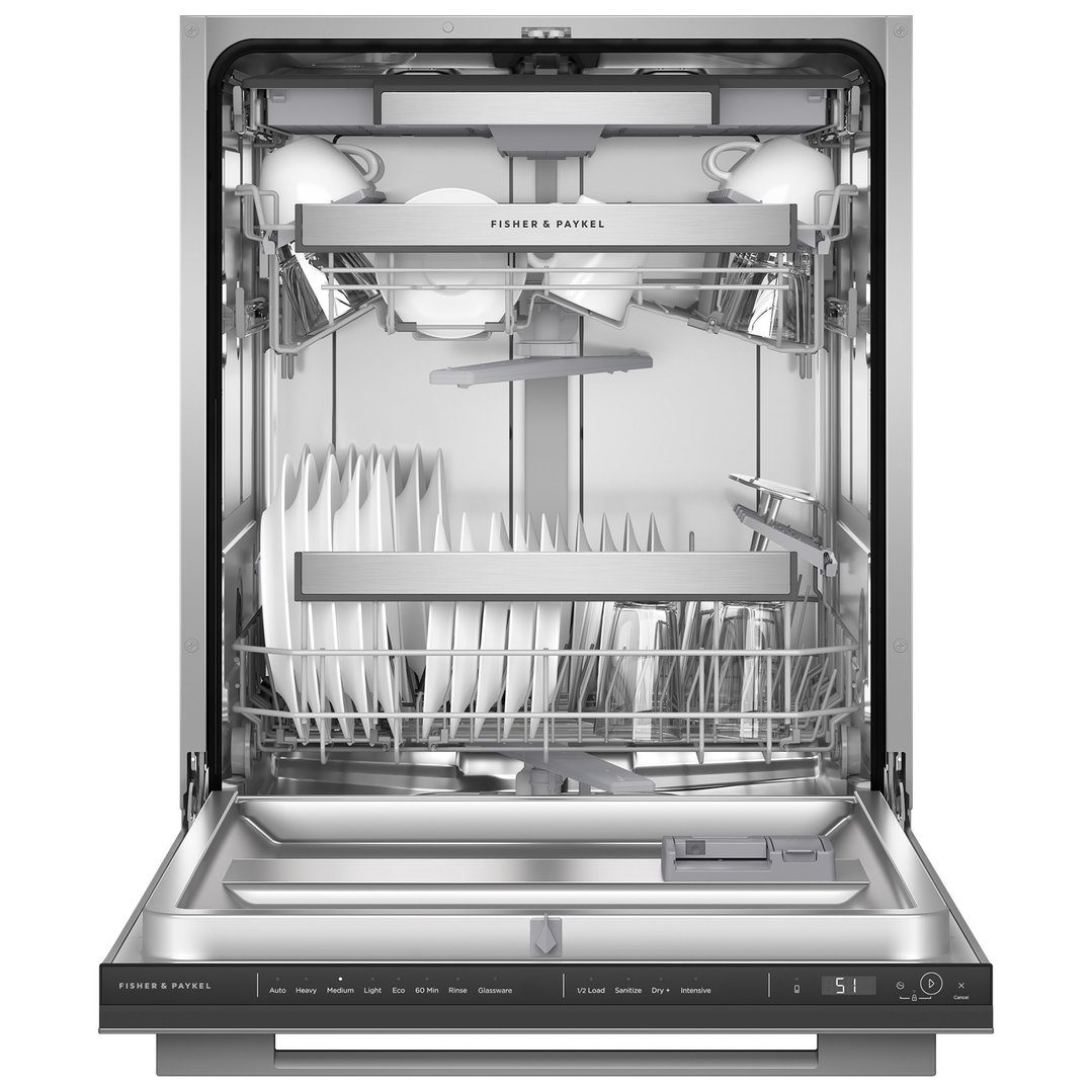 Fisher & Paykel Series 7, Contemporary Built-under Dishwasher, Stainless Steel, Square Handle DW60UM4G4