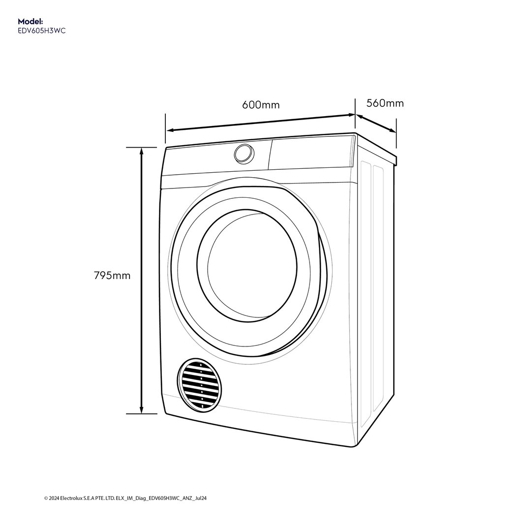 Electrolux 6kg UltimateCare Vented Dryer EDV605H3WC