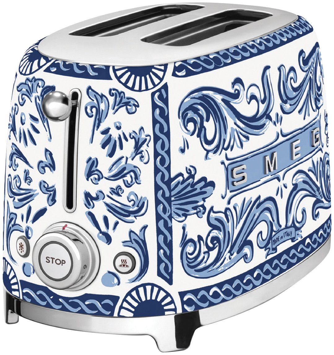 Smeg 50's Style Dolce & Gabbana 2 Slice Toaster - Blue Mediterraneo TSF01DGBAU
