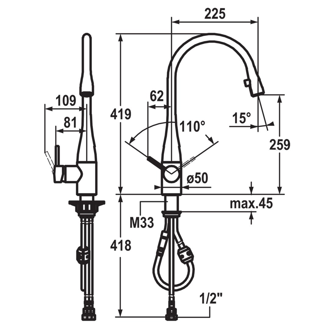 KWC EVE pull-out w/o light STAINLESS STEEL 10111103700