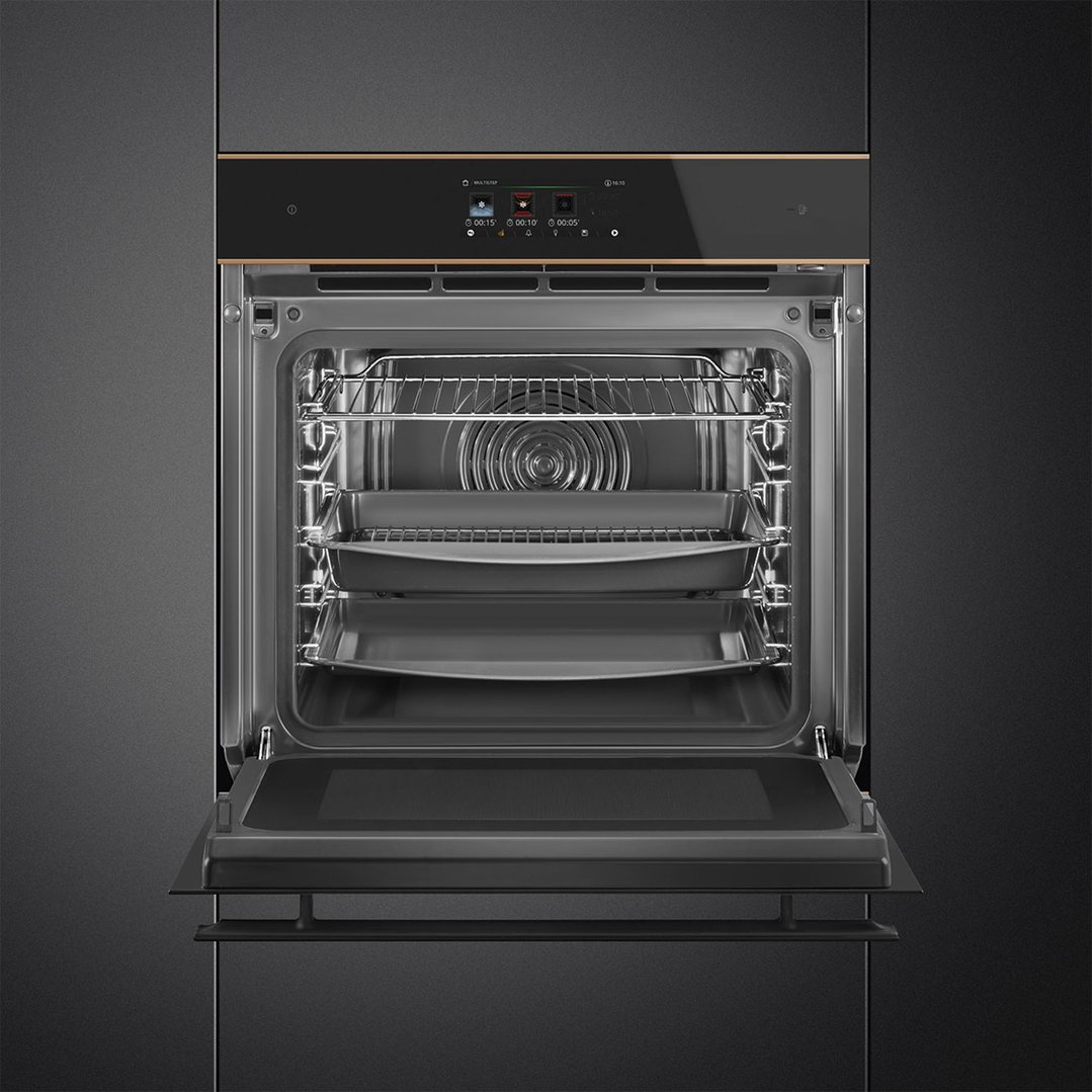 Smeg 60cm Dolce Stil Novo OmniChef Oven - Black Glass with Copper Trim SOA6606WAPNR